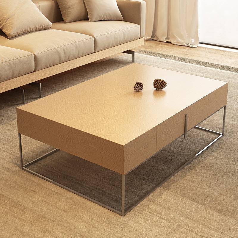 Living Room Square Coffee Table with Two Drawers