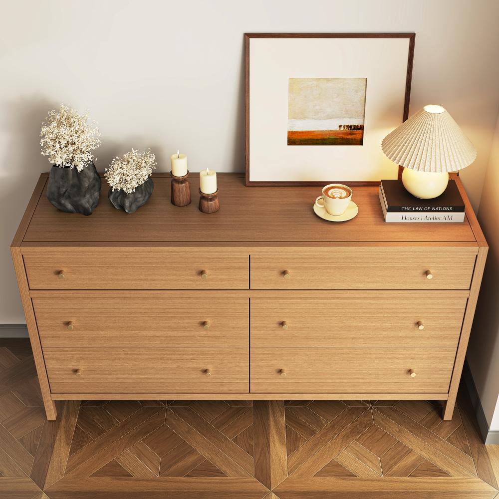 64in Chest of Drawers Wood 6 Drawer Dresser