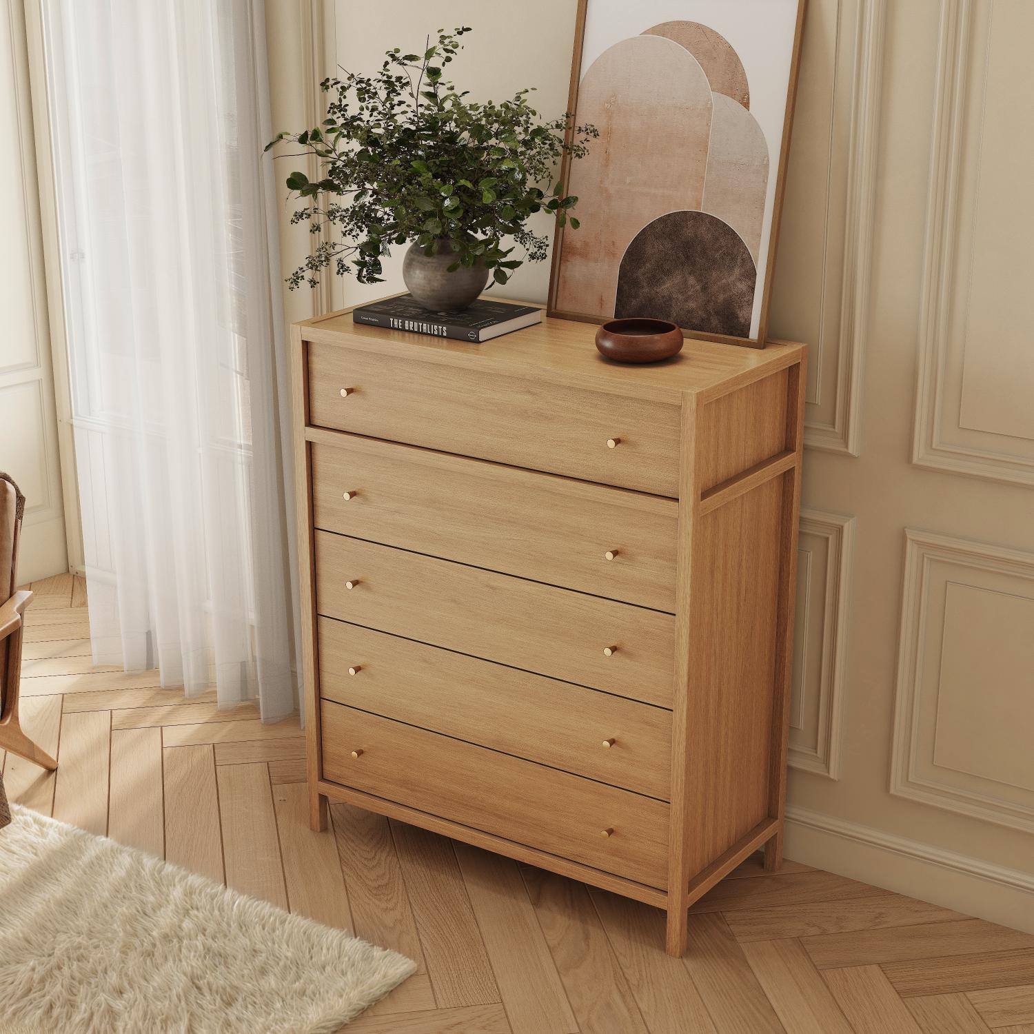 42in Mid-Century Wood Dresser Chest of Drawers