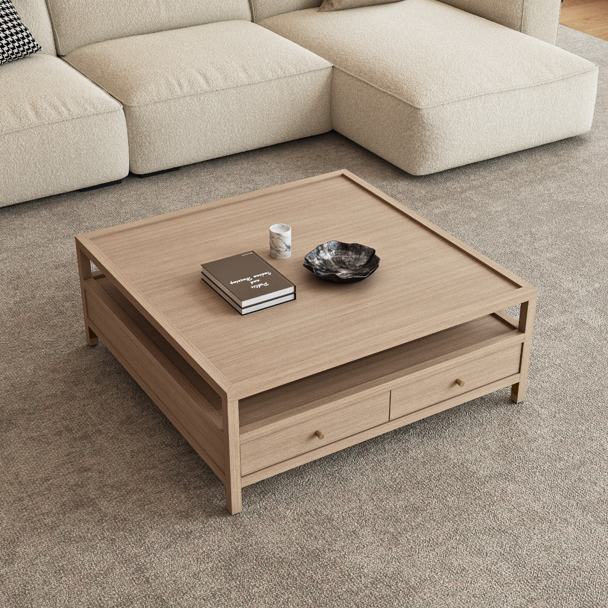 45in 4 Drawers Square Storage Coffee Table