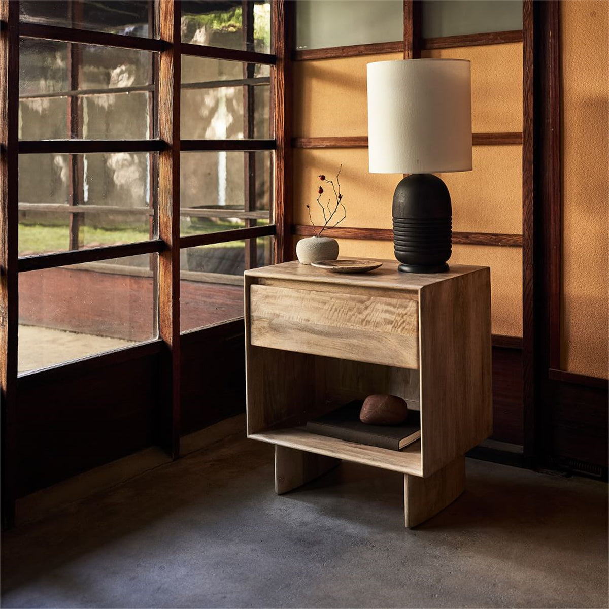 Farmhouse Solid Wood Nightstand Side Table