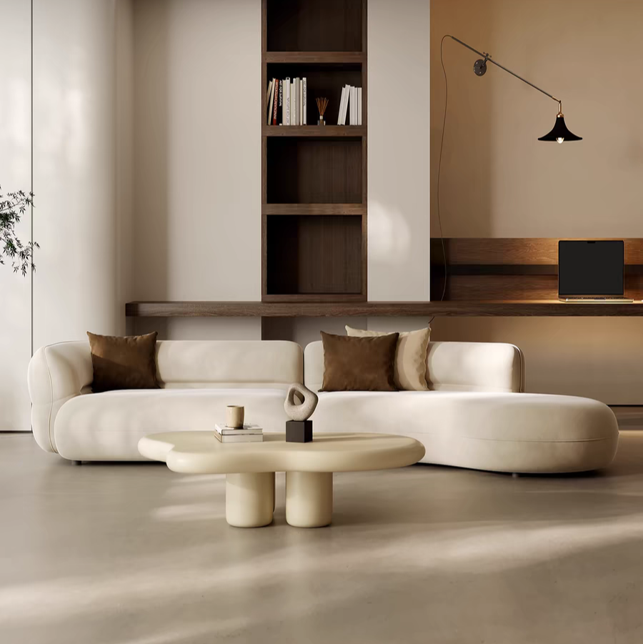 Deep Seat Minimalist Curved Sofa Sectional Couch