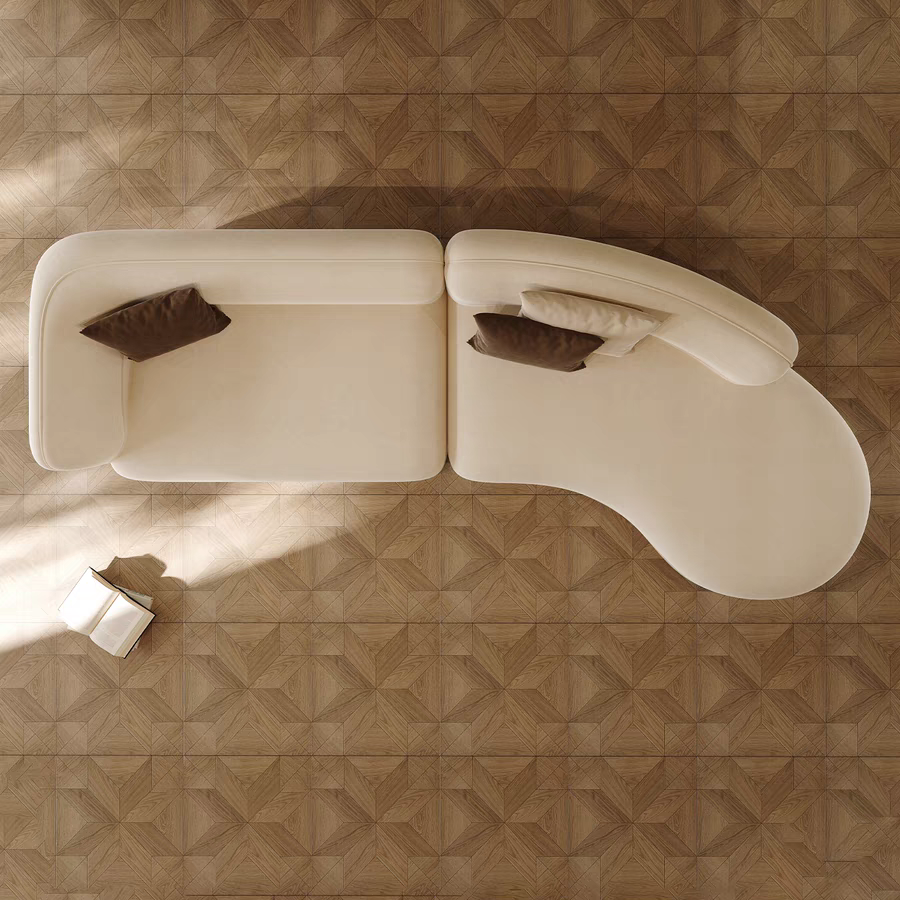 Deep Seat Minimalist Curved Sofa Sectional Couch