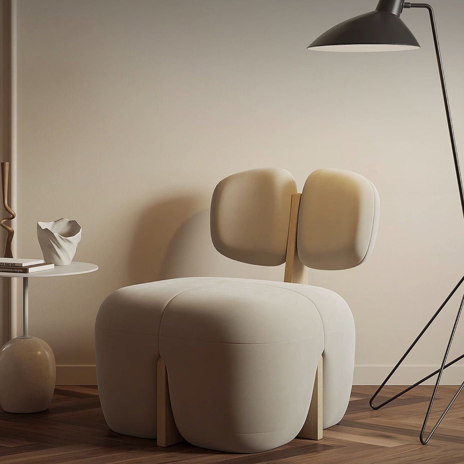 Minimalist Wabi-sabi Cream Style Single Sofa Chair