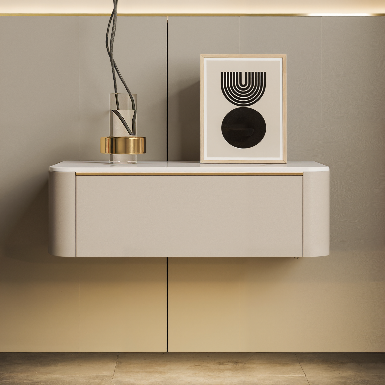 Italian Luxury Nightstand Set Modern Slate Bedside Table