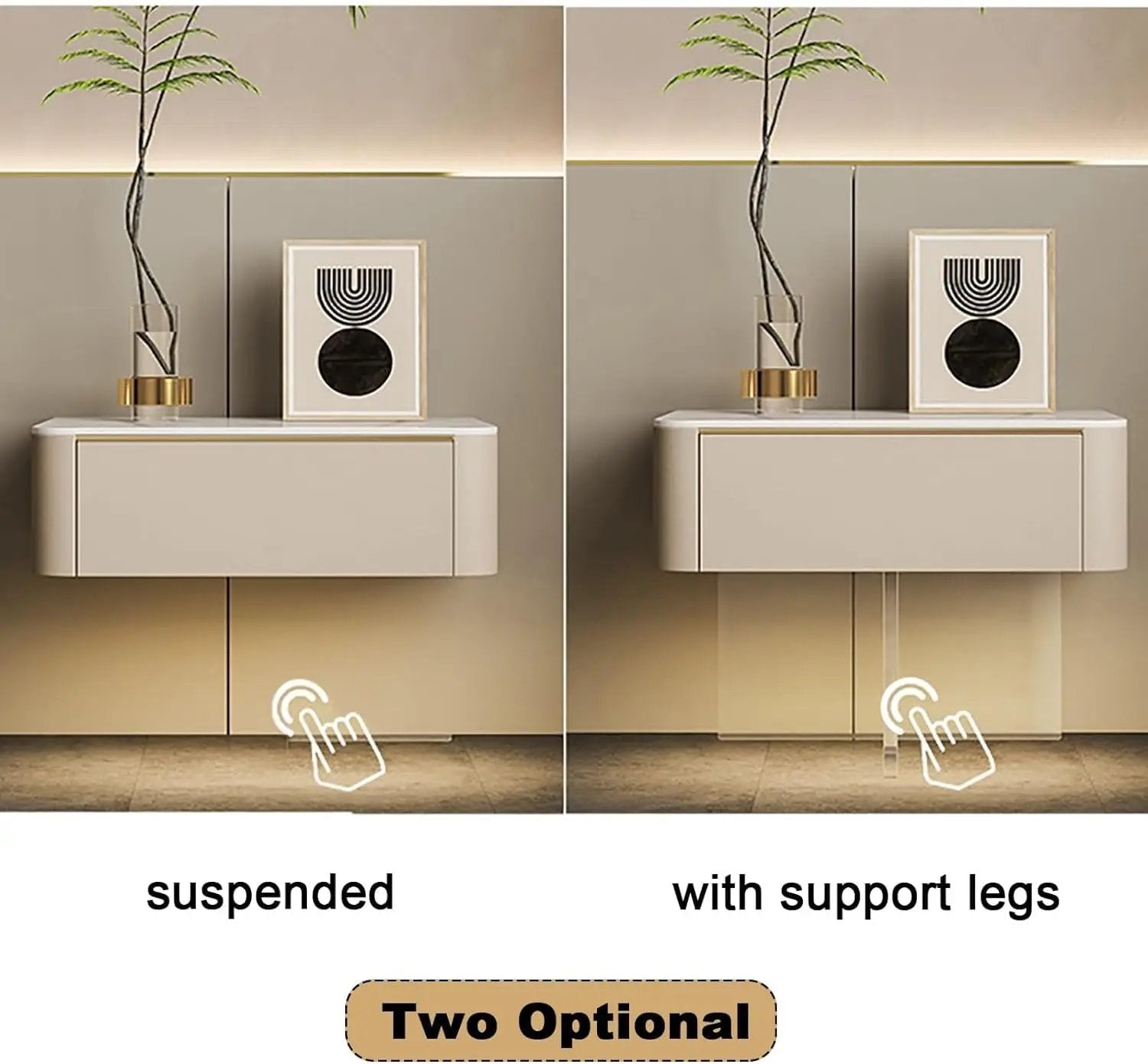 Italian Luxury Nightstand Set Modern Slate Bedside Table