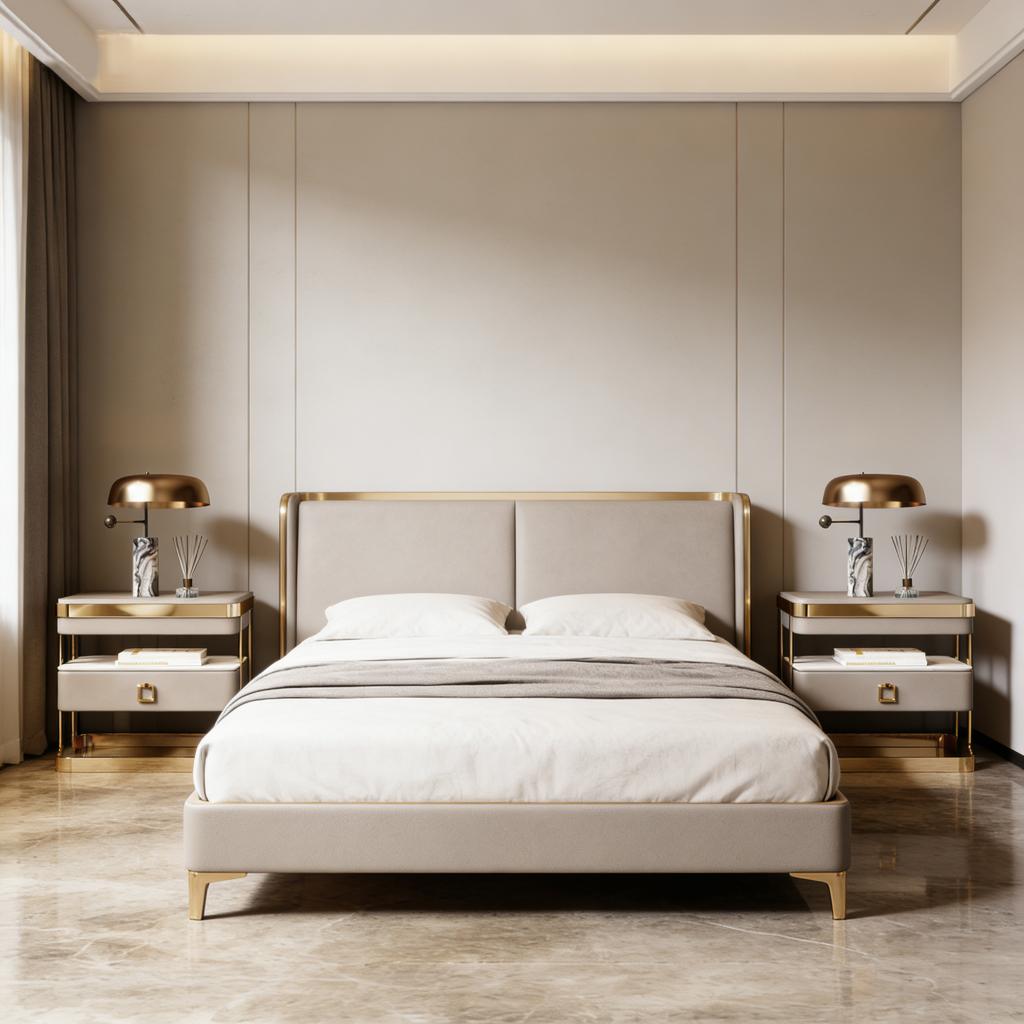 Italian Rock Plate Nightstand Storage Glass Bedside Table