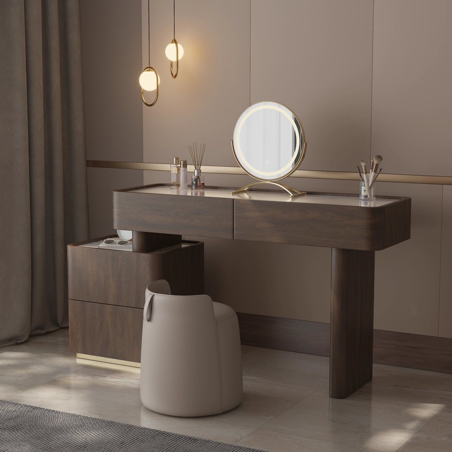 Mid-century Modern Makeup Vanity Dressing Table