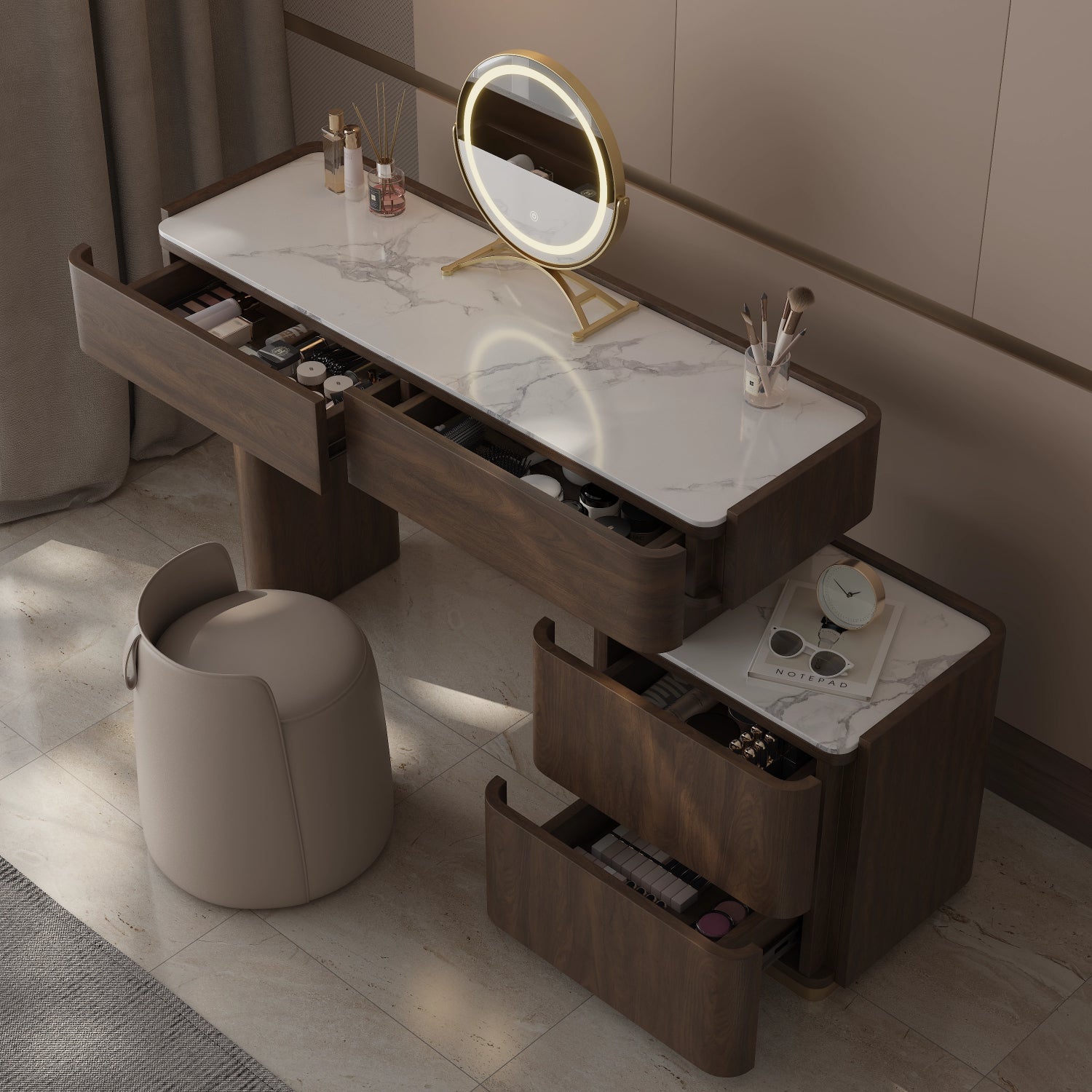 Mid-century Modern Makeup Vanity Dressing Table