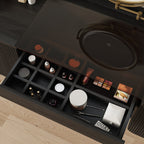 Mid-Century Modern Makeup Vanity with Rotating Mirror and Stool