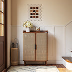 2 Door Rattan Shoe Cabinet Cupboard Storage Sideboard