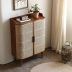 2 Door Rattan Shoe Cabinet Cupboard Storage Sideboard