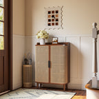 2 Door Rattan Shoe Cabinet Cupboard Storage Sideboard
