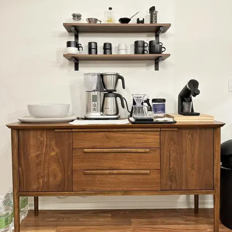 Midcentury Sideboard Buffet with Inlaid Handle