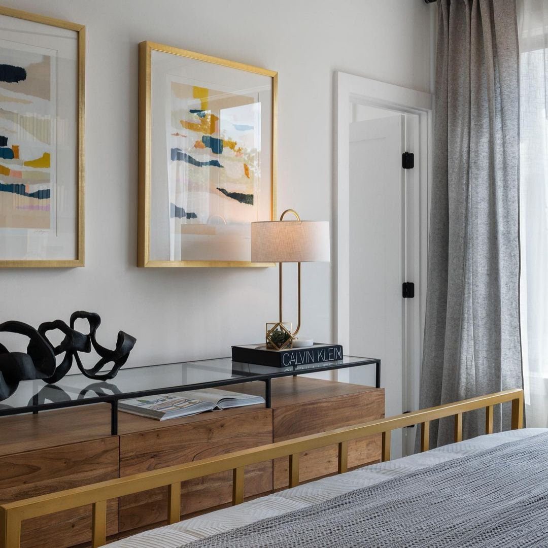 6-Drawer Side Cabinet with Suspend Glass Top