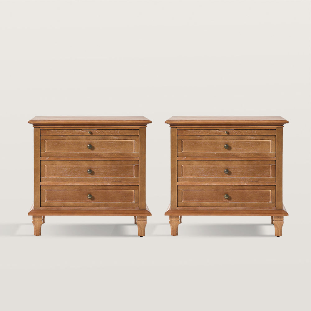 3-Drawer Nightstand Cabinet with Built-In Charge Station