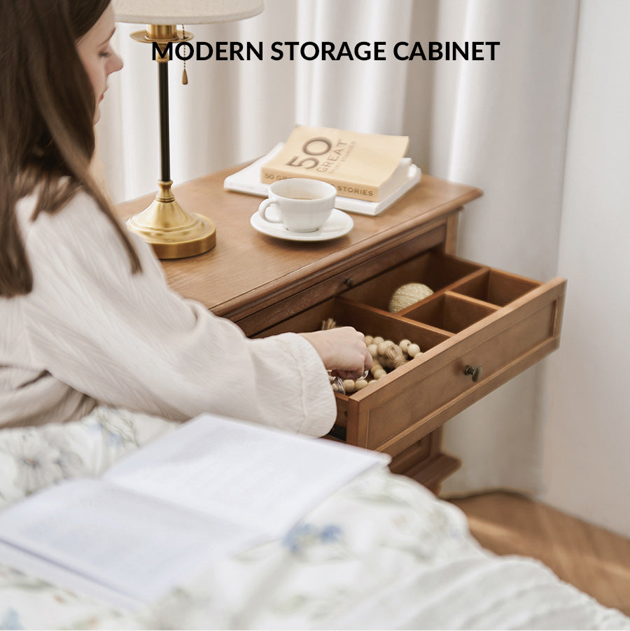 3-Drawer Nightstand Cabinet with Built-In Charge Station