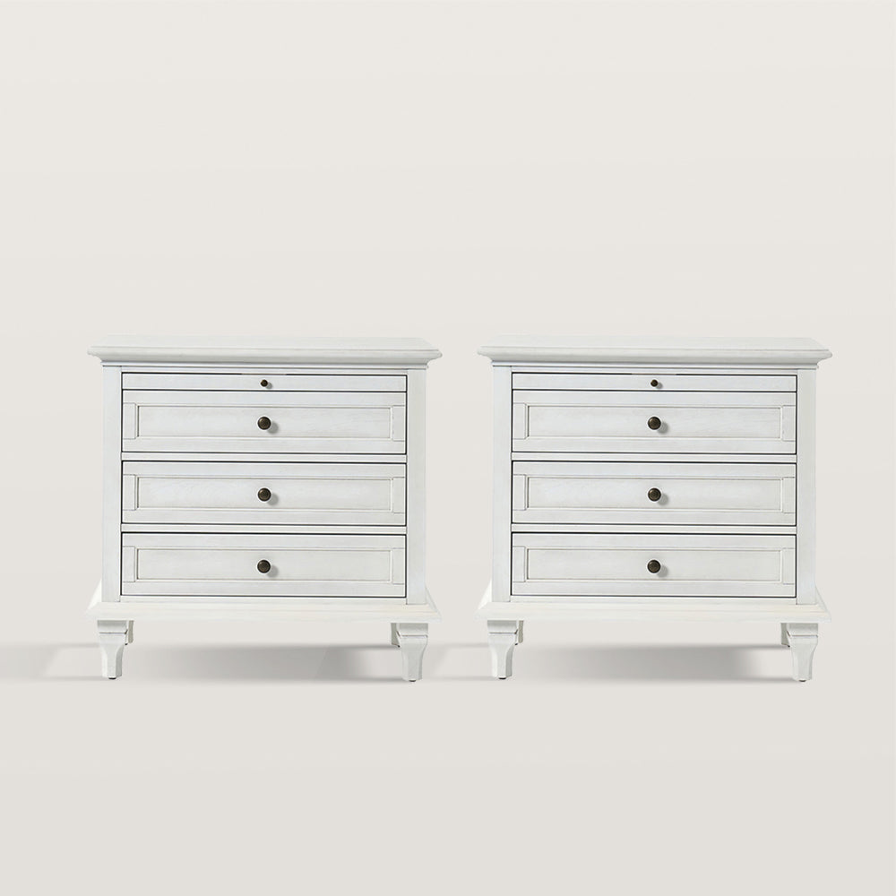 3-Drawer Nightstand Cabinet with Built-In Charge Station