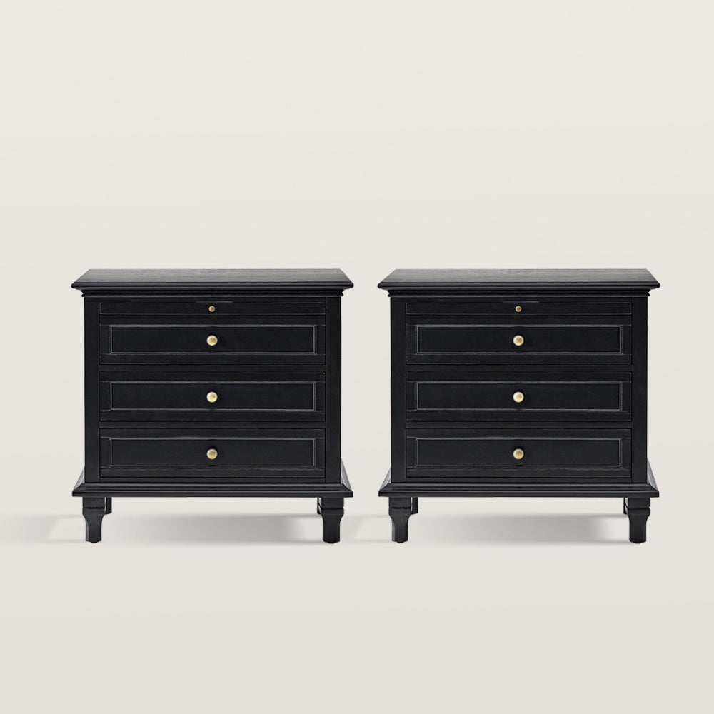 3-Drawer Nightstand Cabinet with Built-In Charge Station