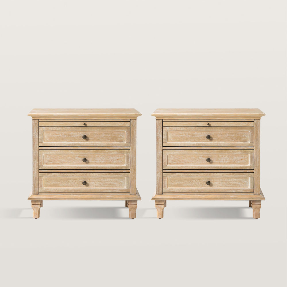 3-Drawer Nightstand Cabinet with Built-In Charge Station