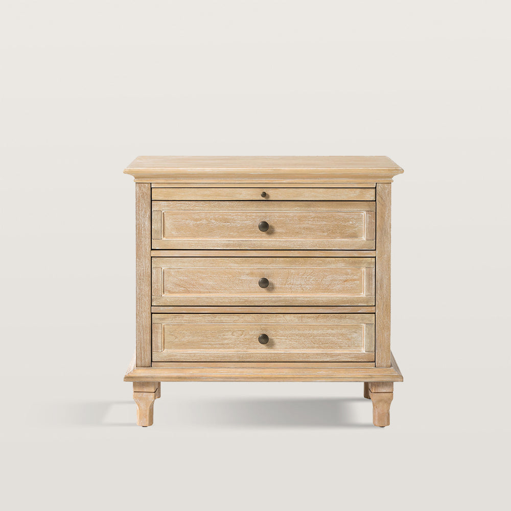 3-Drawer Nightstand Cabinet with Built-In Charge Station