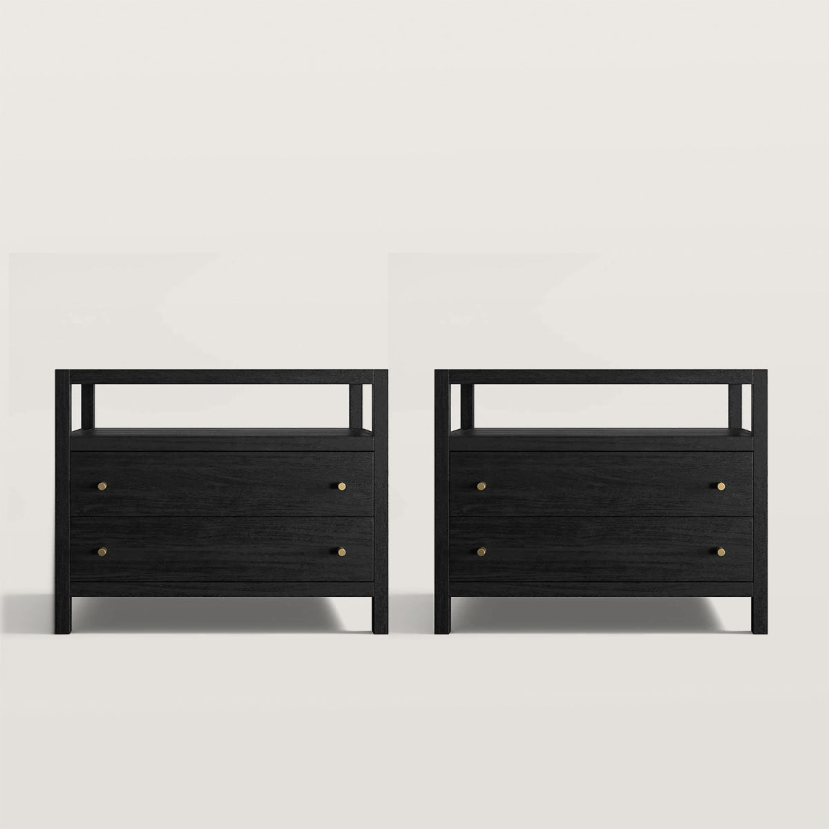 Bullet Shaped Handle Double-layer Drawer Charging Nightstand