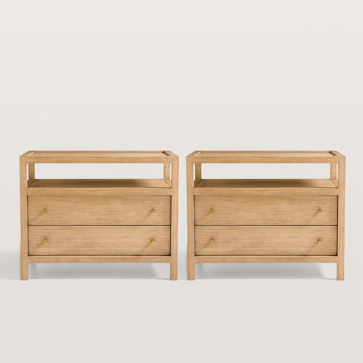 Bullet Shaped Handle Double-layer Drawer Charging Nightstand