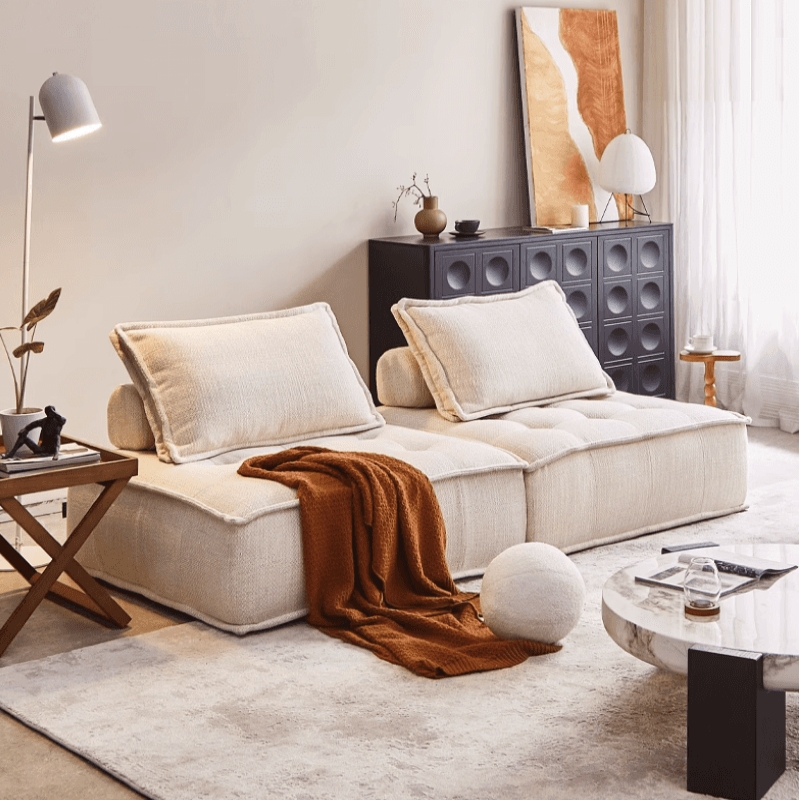 Cotton And Linen Fabric Sofa Single Double Block Combination