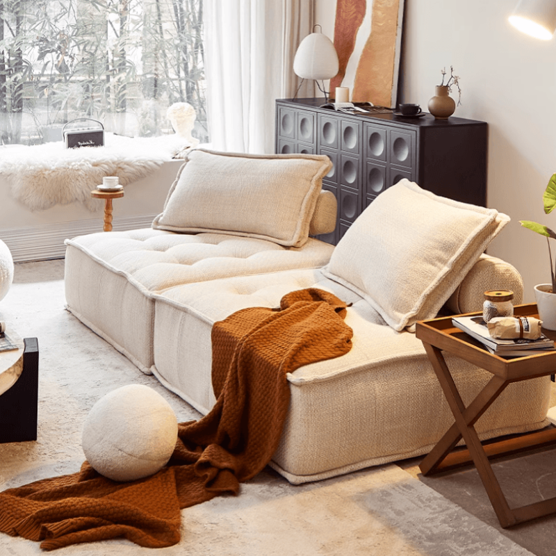 Cotton And Linen Fabric Sofa Single Double Block Combination