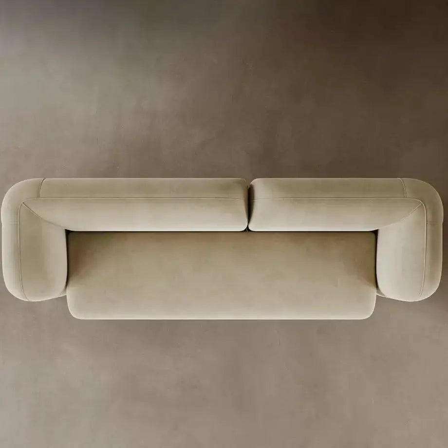 Fabric Living Room Sofa with Curved Armrest Backrest