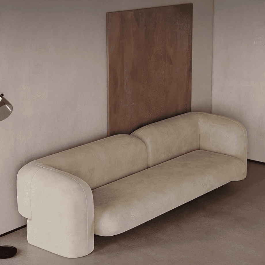 Fabric Living Room Sofa with Curved Armrest Backrest