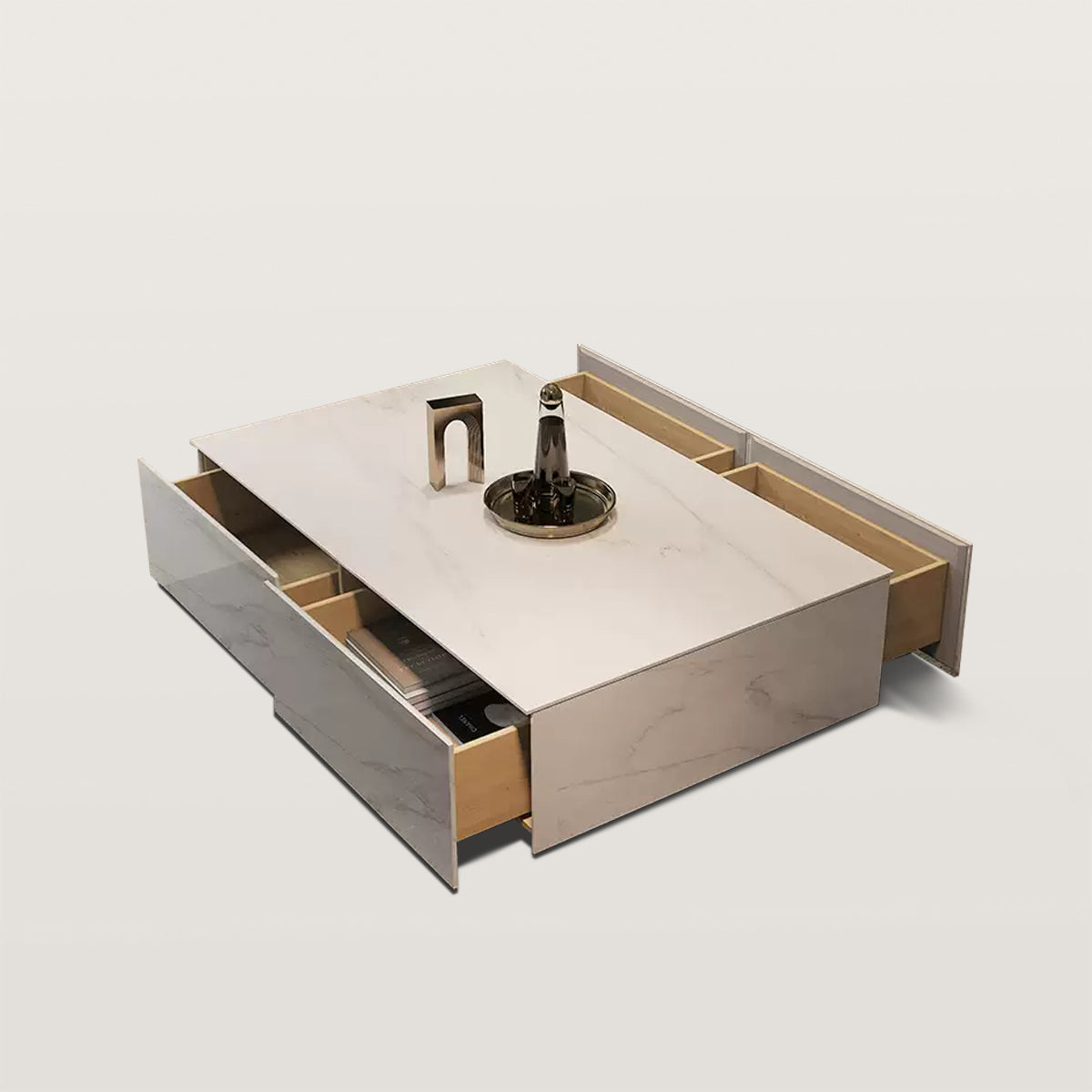 51 inch Rock Coffee Table with Four Drawers