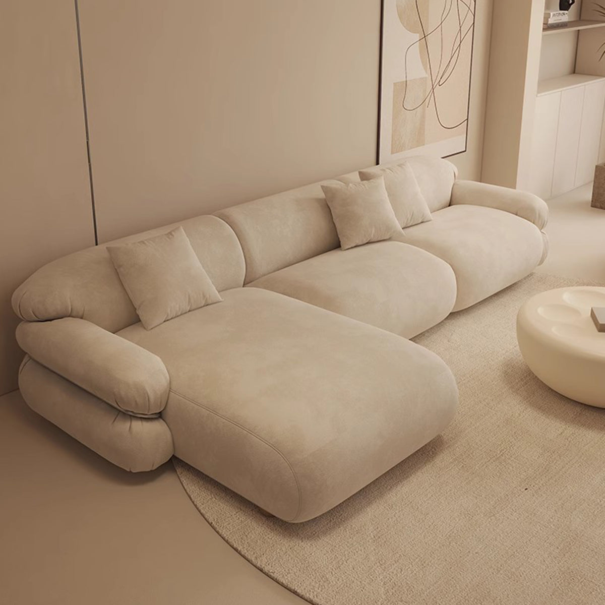 Cream Style Living Room Sofa No Wash Technology Fabric