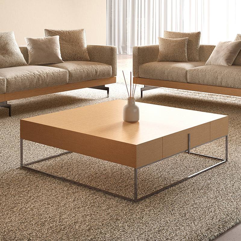 Living Room Square Coffee Table with Two Drawers