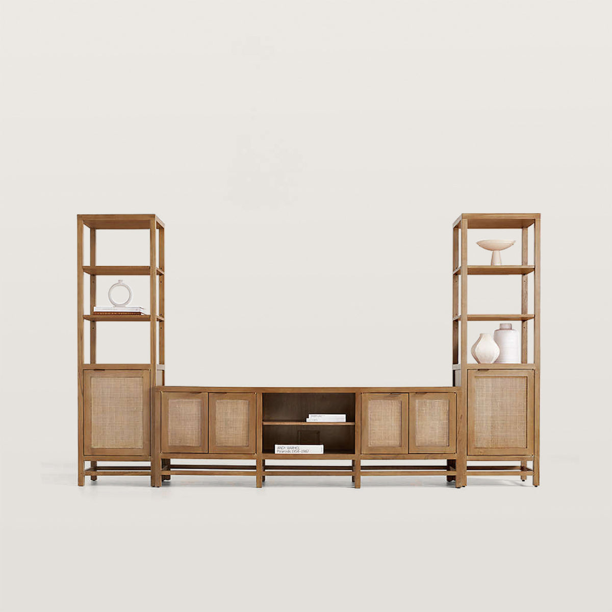 85In Storage Media Console And Side Cabinet Set