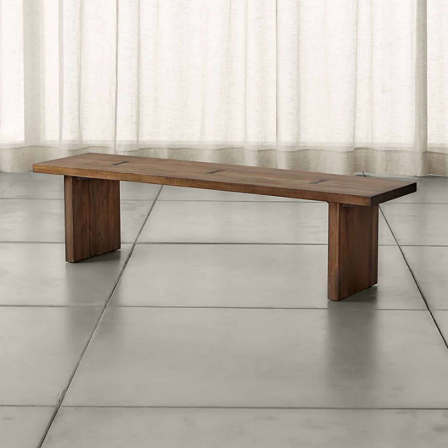 65 in Walnut Colored Bench with Floating Legs