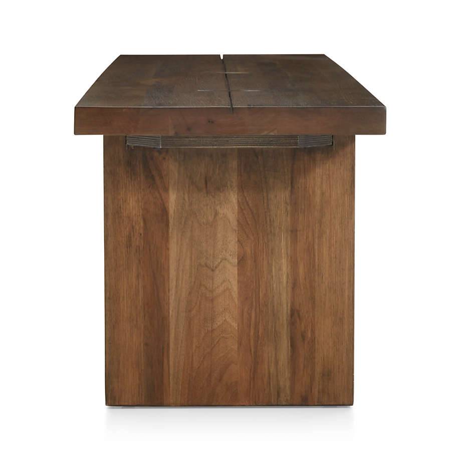 65 in Walnut Colored Bench with Floating Legs