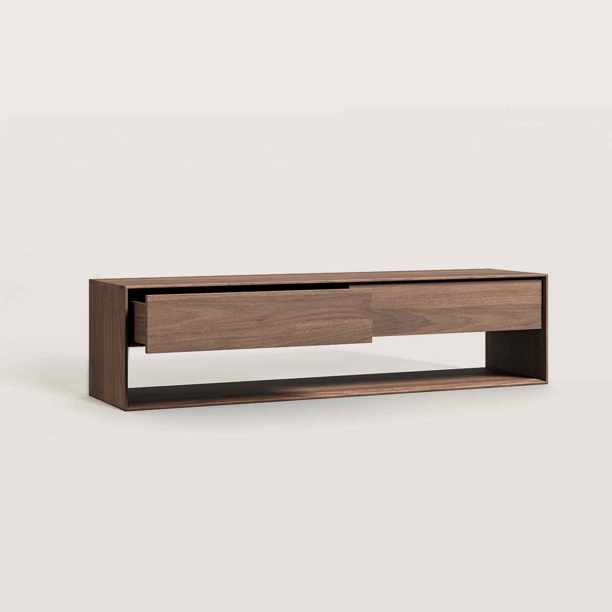 Media Console with 2 Sliding Drawers And An Overhead Bottom