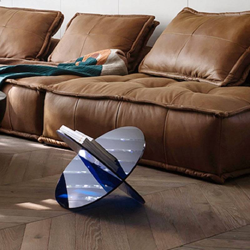 Leather Square Sofa with Backrest Pillow