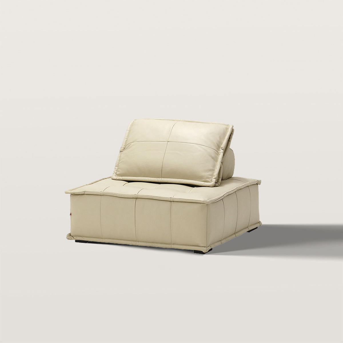 Leather Square Sofa with Backrest Pillow