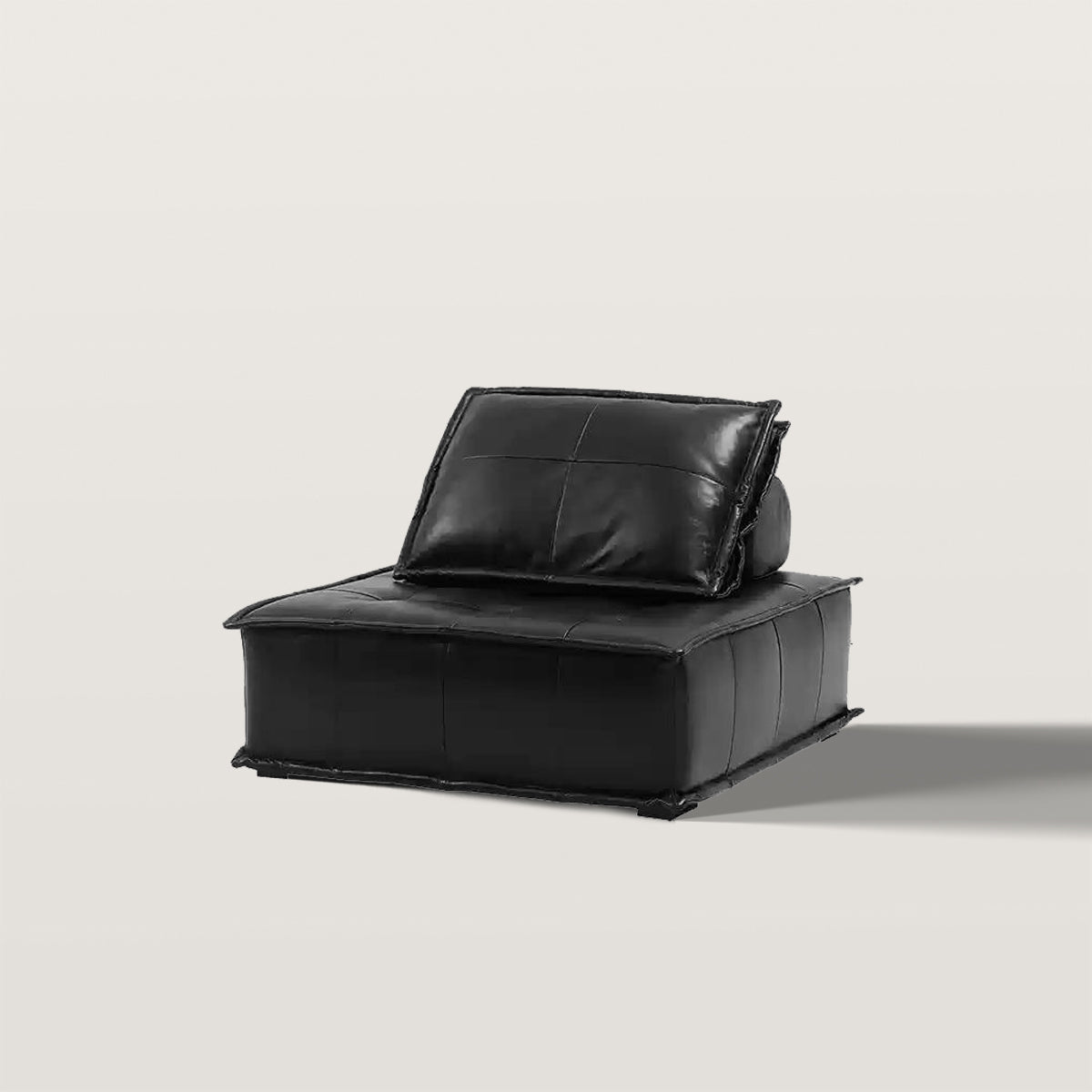 Leather Square Sofa with Backrest Pillow