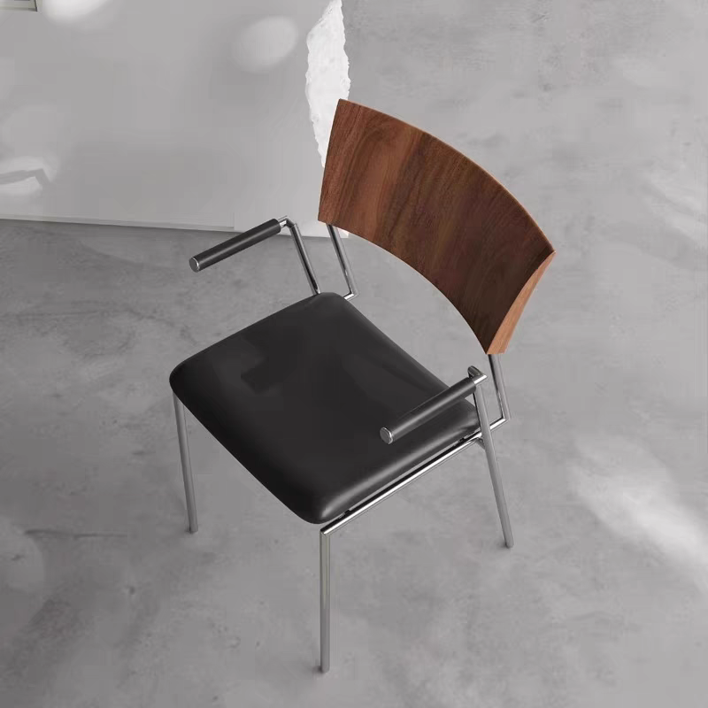 Leather Dining Chair with Ergonomic Design and Steel Frame