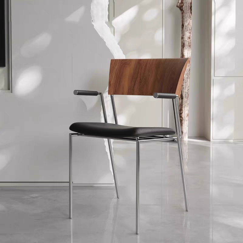 Leather Dining Chair with Ergonomic Design and Steel Frame