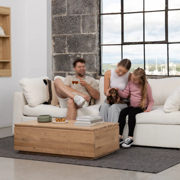 Lift Up Wooden Coffee Table with Storage Space