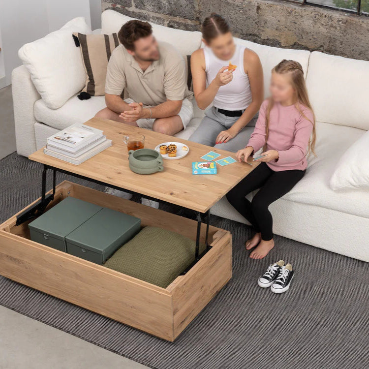 Lift Up Wooden Coffee Table with Storage Space