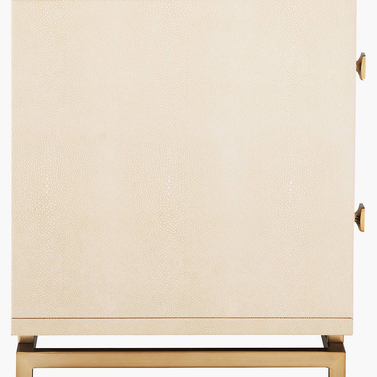 Ivory White Bedside Table with Square Metal Handle