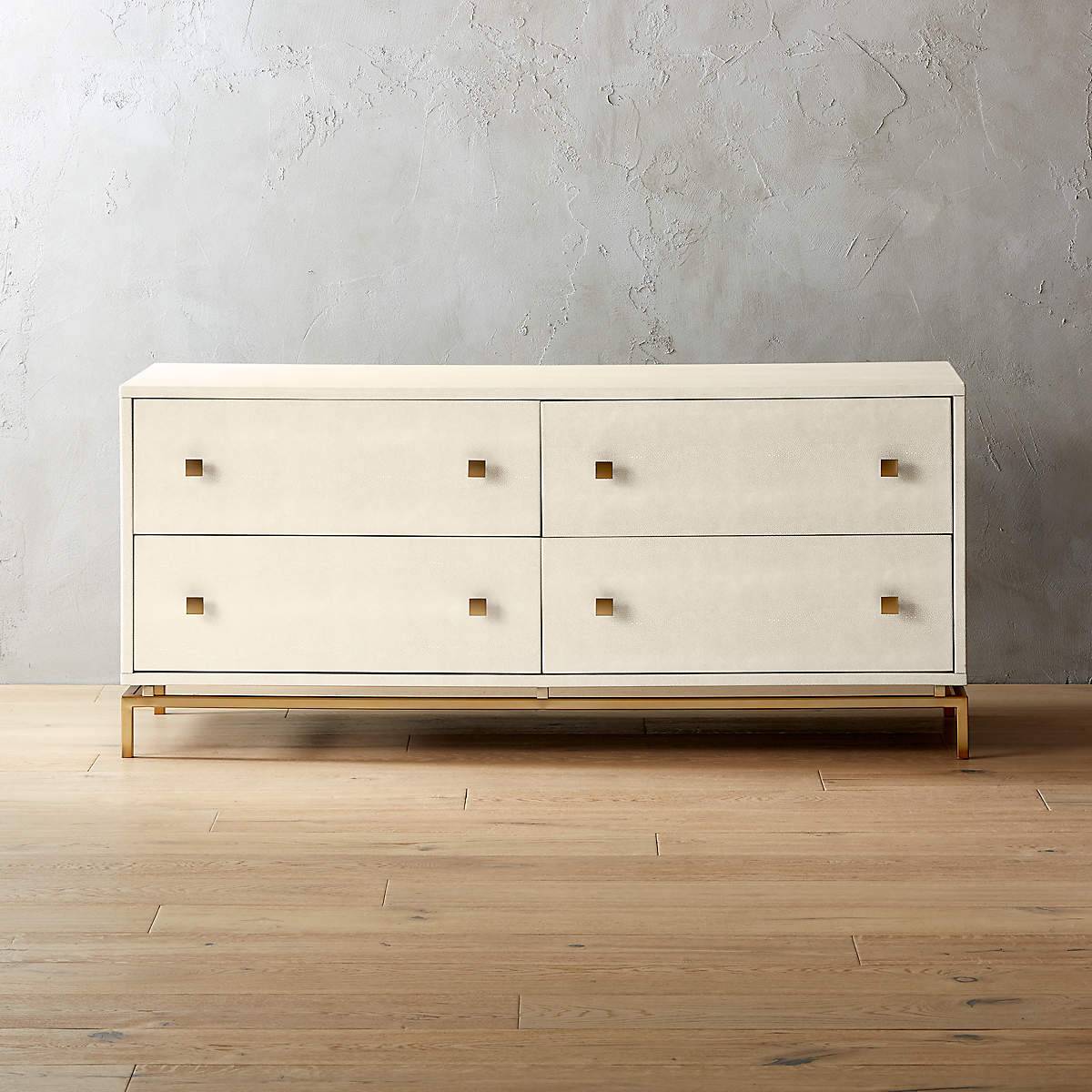 4 Drawer Dresser with Brass Handles And Base