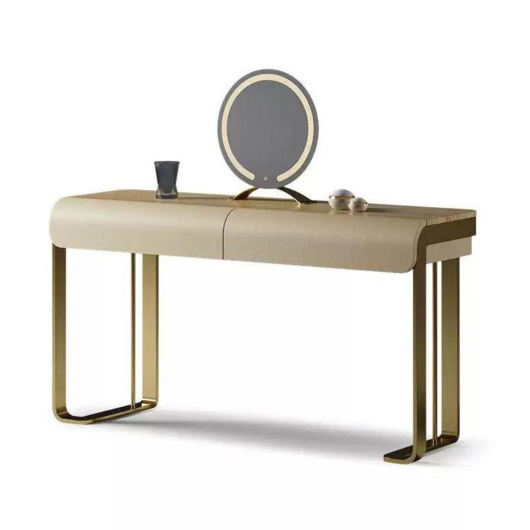 Metal Leg Makeup Vanity with Mirror and 2 Drawers