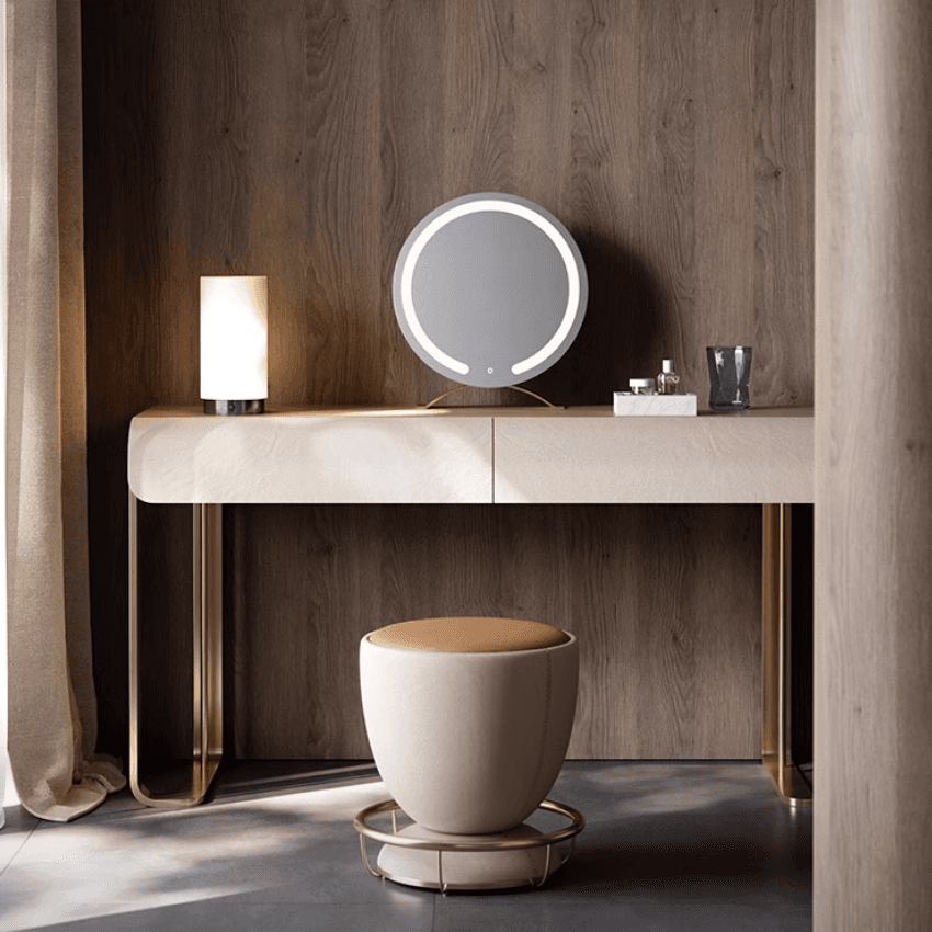 Metal Leg Makeup Vanity with Mirror and 2 Drawers