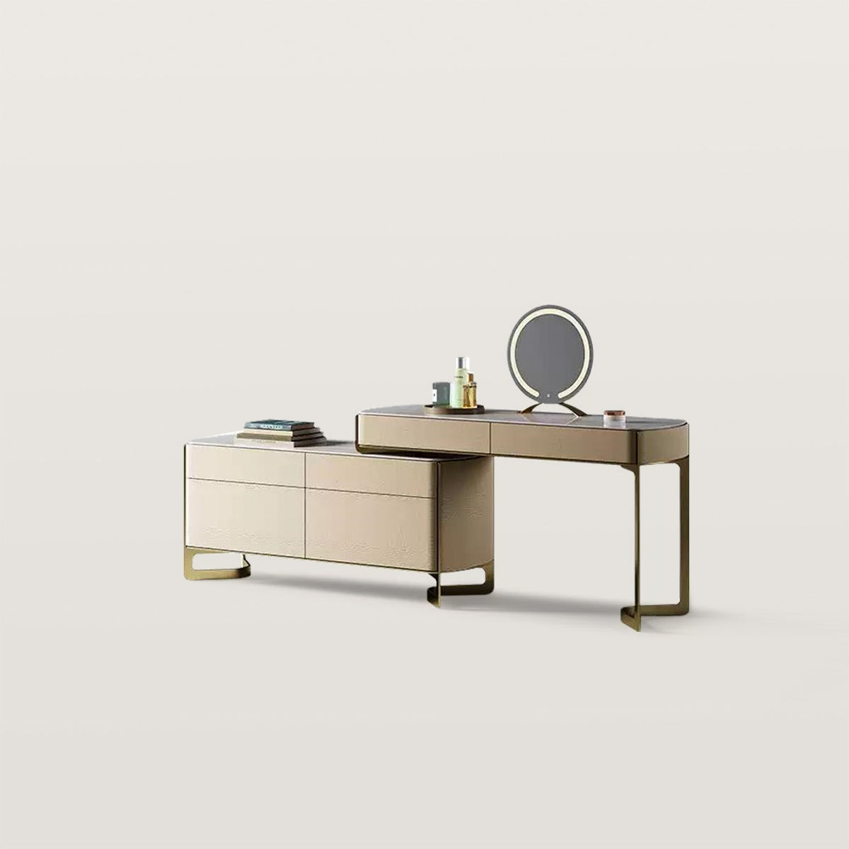 Marble Tabletop Makeup Vanity with Crocodile Skin Texture